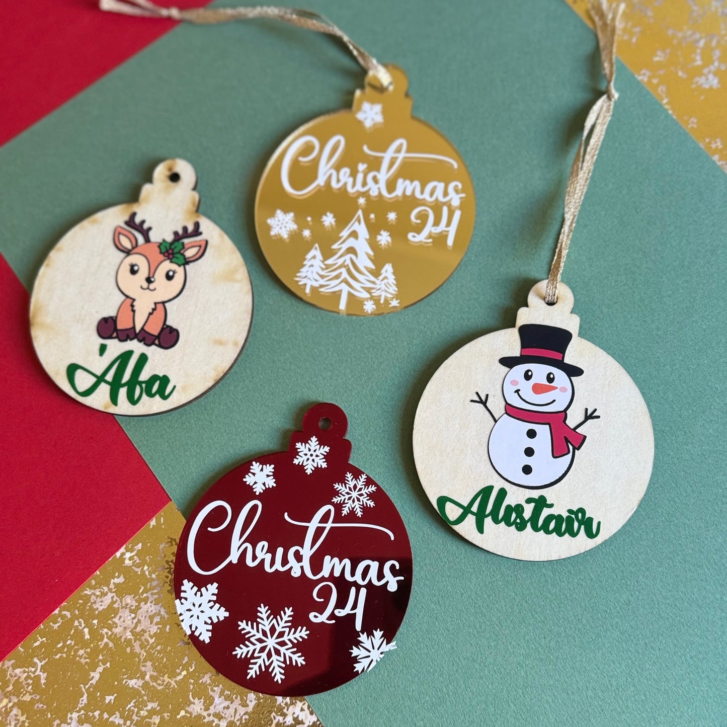 Personalised Snowflake Christmas Baubles.