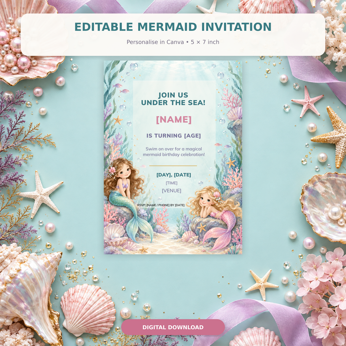 Magical Watercolour Mermaid Invitation!